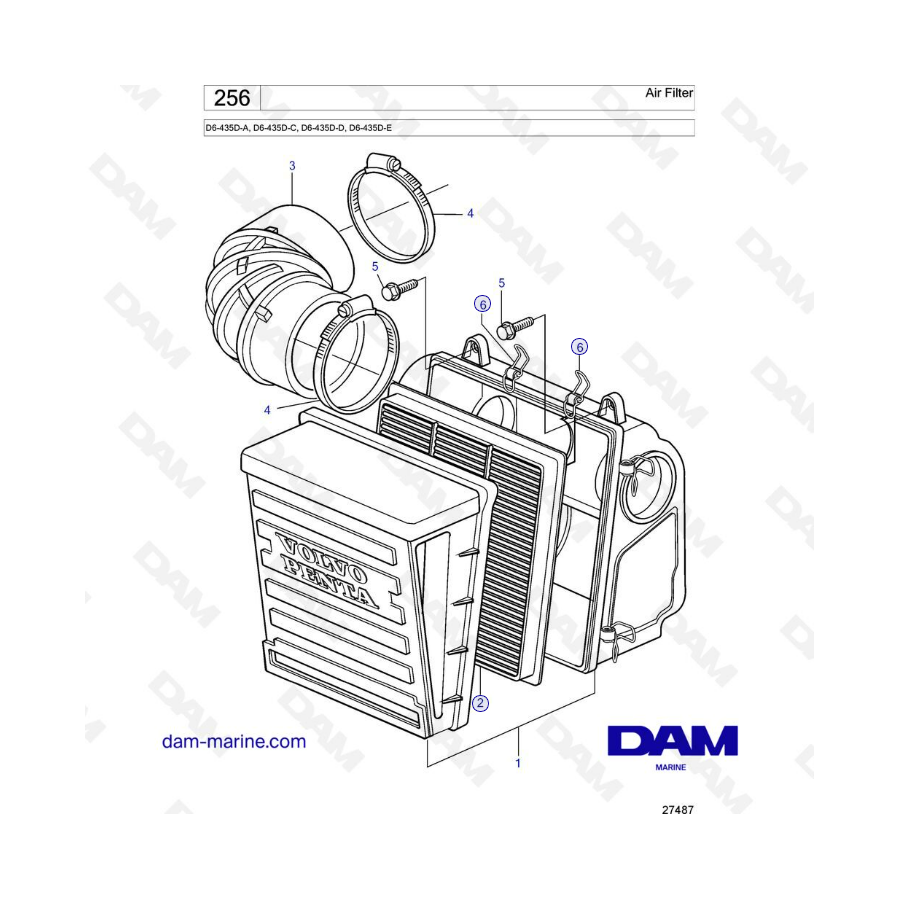 Volvo Penta D6-435D-A -C -D -E - Filtro de aire
