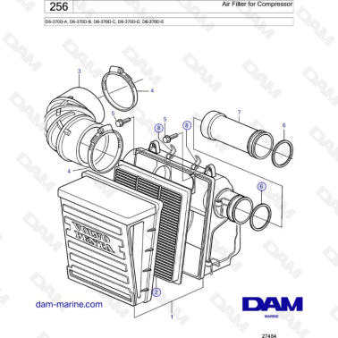 Volvo Penta D6-370D-A -B -C -D -E - Air filter for compressor