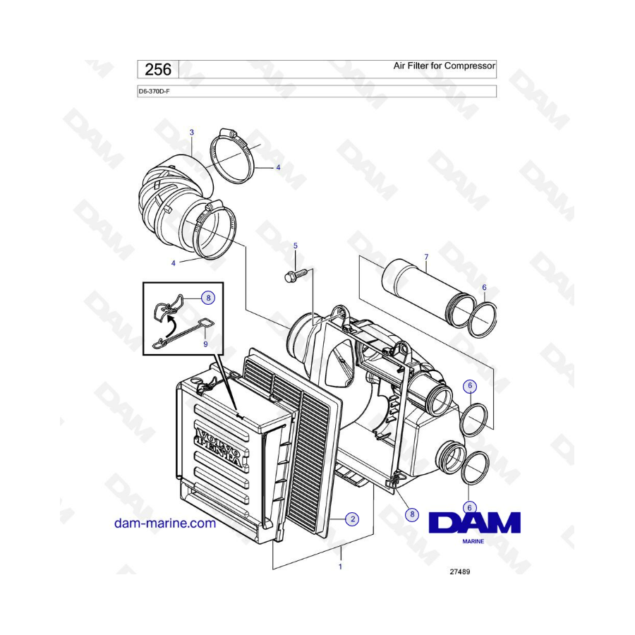 Volvo Penta D6-370D-F - Filtro de aire para compresor 