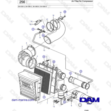 Volvo Penta D6-435D-A / D6-435D-C / D6-435D-D / D6-435D-E - Air filter for compressor