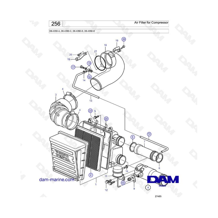 Volvo Penta D6-435D-A / D6-435D-C / D6-435D-D / D6-435D-E - Air filter for compressor