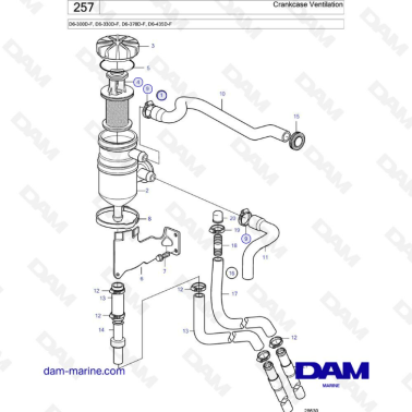Volvo Penta D6-300D-F / D6-330D-F / D6-370D-F / D6-435D-F - Crankcase ventilation