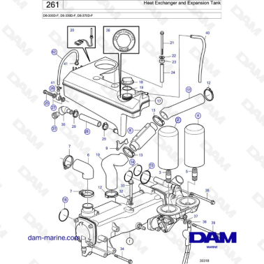 Volvo Penta D6-300D-F / D6-330D-F / D6-370D-F - Heat exchanger & expansion tank