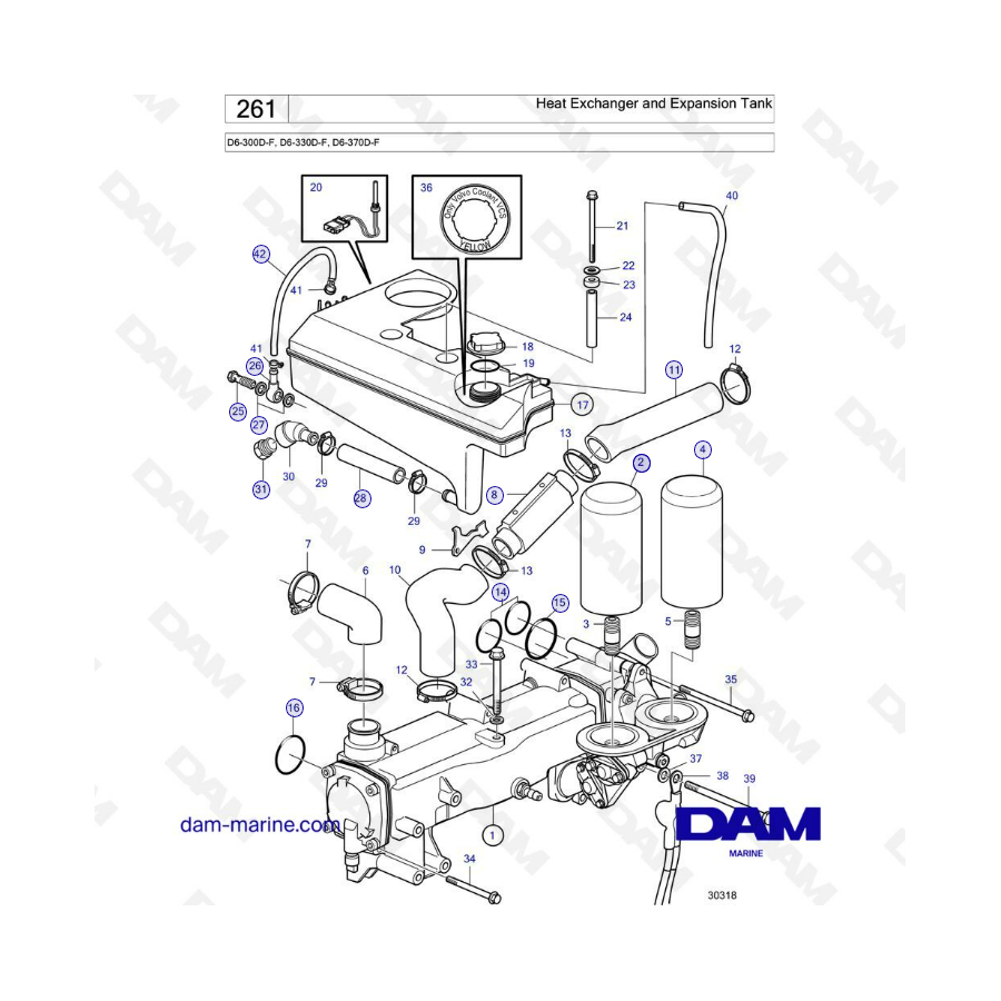Volvo Penta D6-300D-F / D6-330D-F / D6-370D-F - Heat exchanger & expansion tank