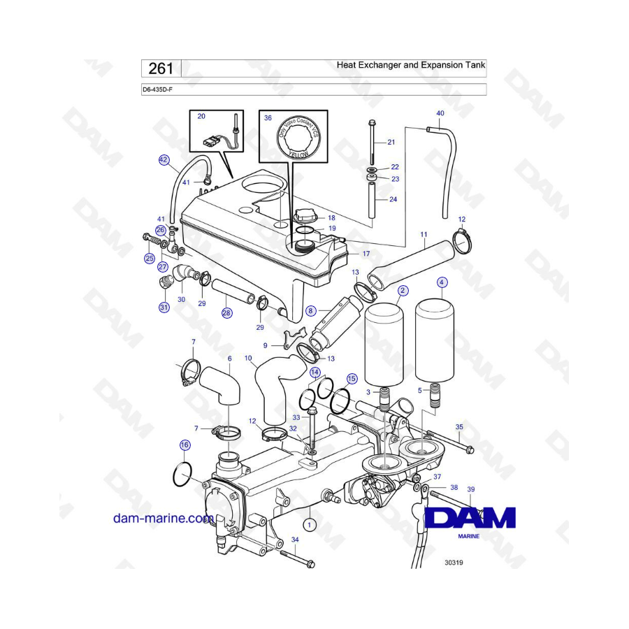 Volvo Penta D6-435D-F - Intercambiador de calor y depósito de expansión