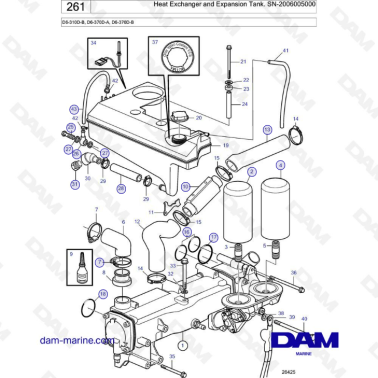 Volvo Penta D6-310D-B / D6-370D-A / D6-370D-B - Heat exchanger & expansion tank