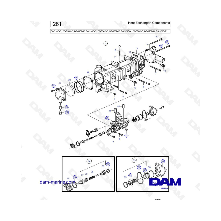 Volvo Penta D6-310D-C-D-E / D6-330D-C-D-E / D6-370D-A-C-D-E - Intercambiador de calor