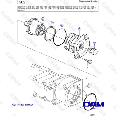 Volvo Penta D6-300D/D6-310D/D6-330D/D6-370D/D6-435 - Thermostat housing