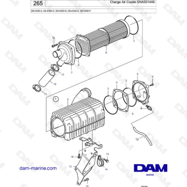 Volvo Penta D6-435D-A -C -D -E -F - Charge air cooler SNA501446