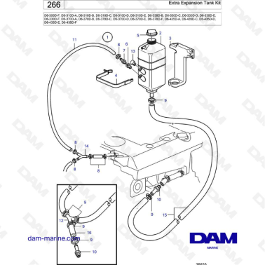 Volvo Penta D6-300D-F/D6-310D-A -B -C -D -E/D6-330D-B -C -D -E -F/D6-370D-A -B -C -D -E -F/D6-435D - Extra expansion tank kit