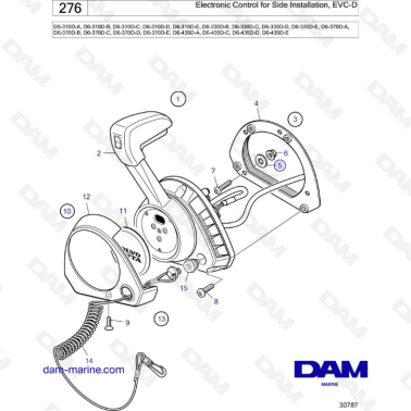 Volvo Penta D6-310D-A-B-C-D-E/D6-330D-B-C-D-E/D6-370D-A-B-C-D-E/D6-435D - Electronic control for side installation, EVC-D