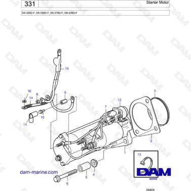 Volvo Penta D6-300D-F/D6-330D-F/D6-370D-F/D6-435D-F - Starter motor