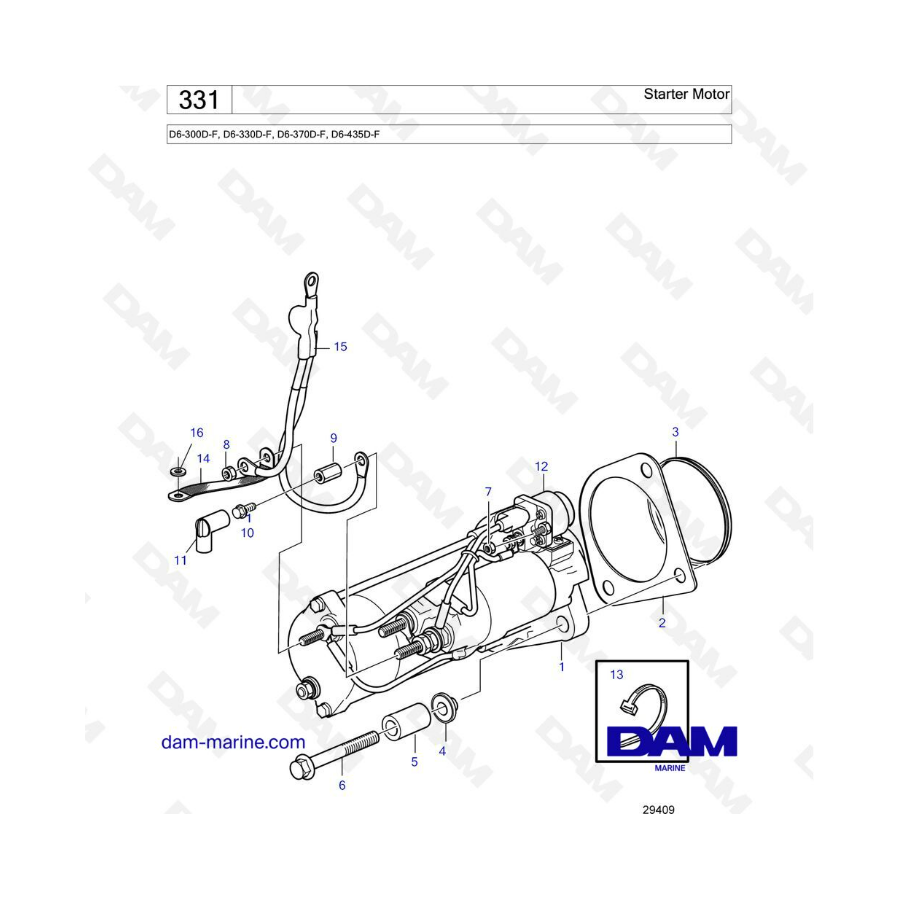 Volvo Penta D6-300D-F/D6-330D-F/D6-370D-F/D6-435D-F - Starter motor