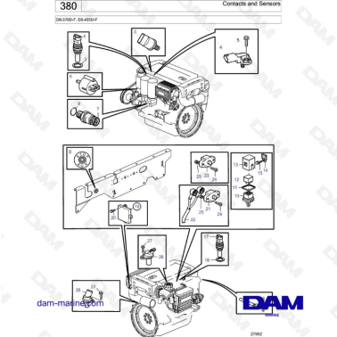 Volvo Penta D6-370D-F / D6-435D-F - Contacts & sensors