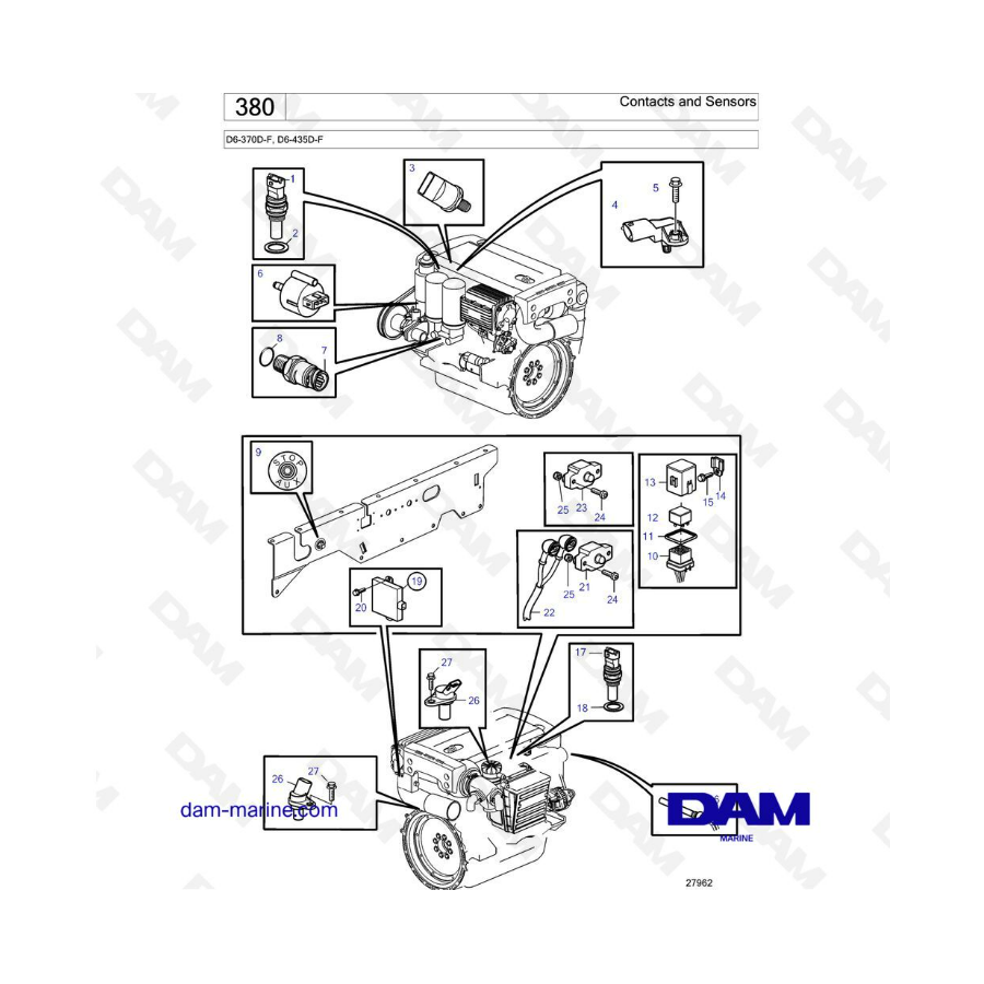 Volvo Penta D6-370D-F / D6-435D-F - Contacts & sensors