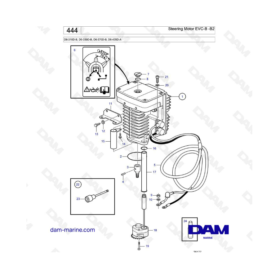 Volvo Penta D6-310D-B/D6-330D-B/D6-370D-B/D6-435D-A - Steering motor, EVC-B -B2
