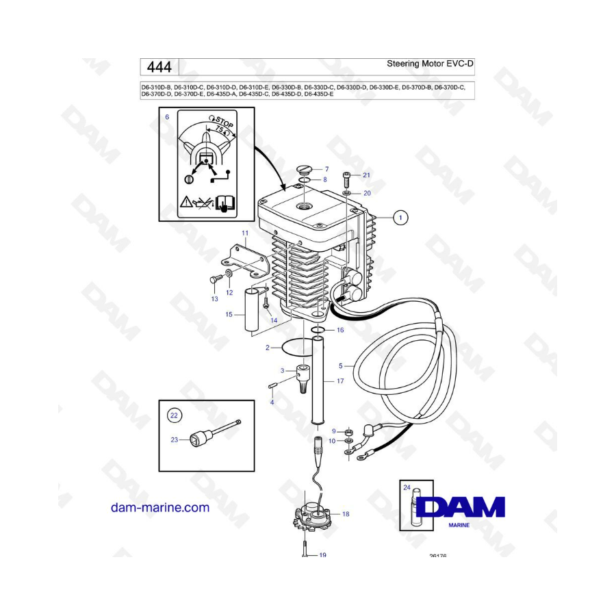 Volvo Penta D6-310D-B-C-D-E / D6-330D-B-C-D-E / D6-370D-B-C-D-E / D6-435D-A-C-D-E - Steering motor EVC-D