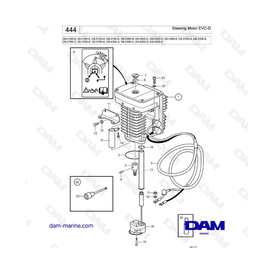 Volvo Penta D6-310D-B-C-D-E/D6-330D-B-C-D-E/D6-370D-A-B-C-D-E/D6-435D-A-C-D-E - Steering motor EVC-D
