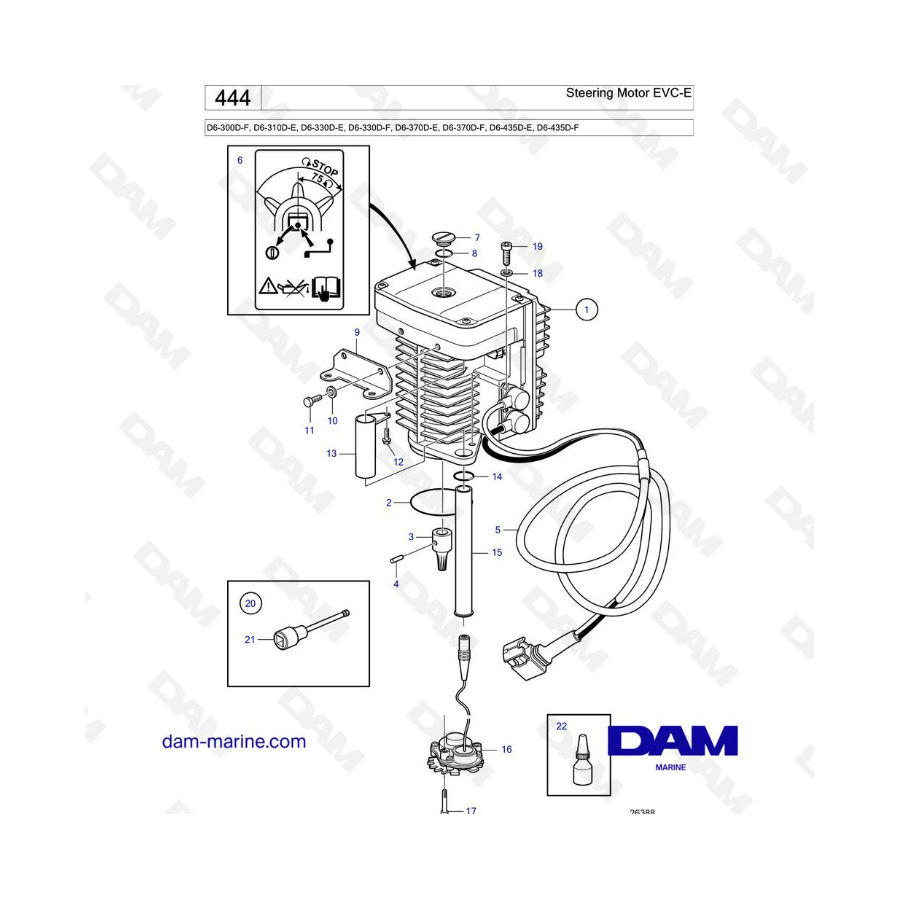 Volvo Penta D6-300D-F / D6-310D-E / D6-330D-E-F / D6-370D-E-F / D6-435D-E-F - Steering motor EVC-E