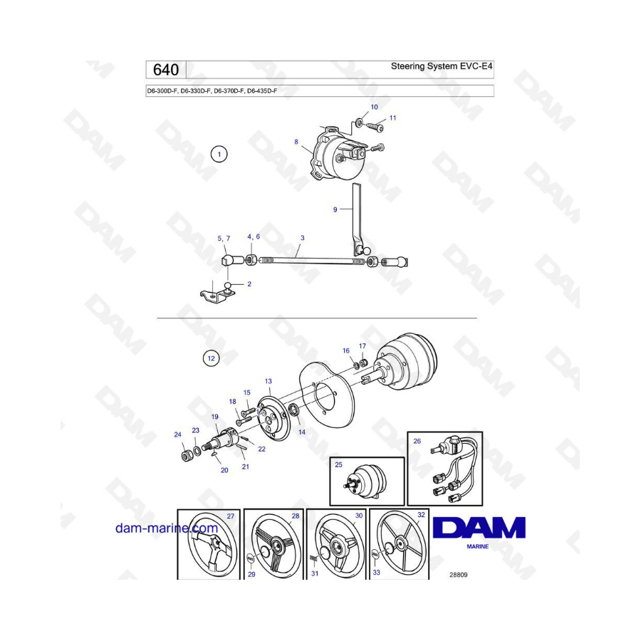 Volvo Penta D6-300D-F/D6-330D-F/D6-370D-F/D6-435D-F - Steering system EVC-E4