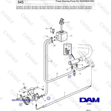 Volvo Penta D6-300D-F/D6-310D/D6-330D/D6-360D/D6-435 - Power steering pump kit