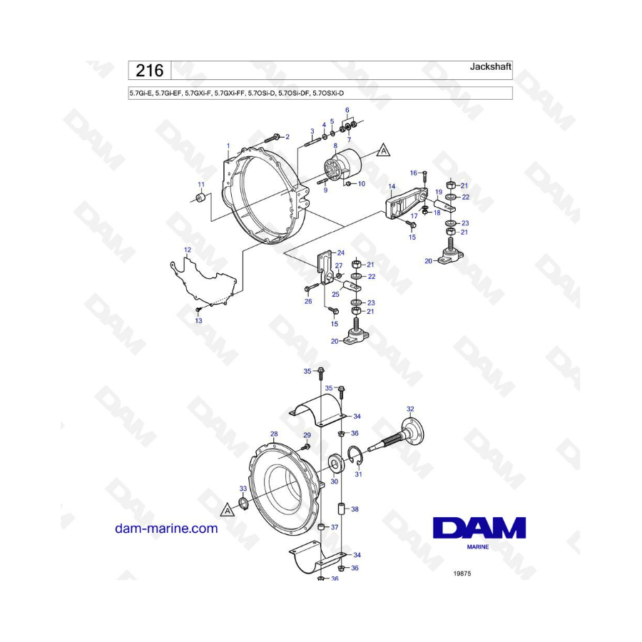 Volvo Penta 5.7L Gi-E / Gi-EF / GXi-F / GXI-FF - Jackshaft Volvo Penta 5.7L Gi-E / Gi-EF / GXi-F / GXI-FF - Jackshaft
