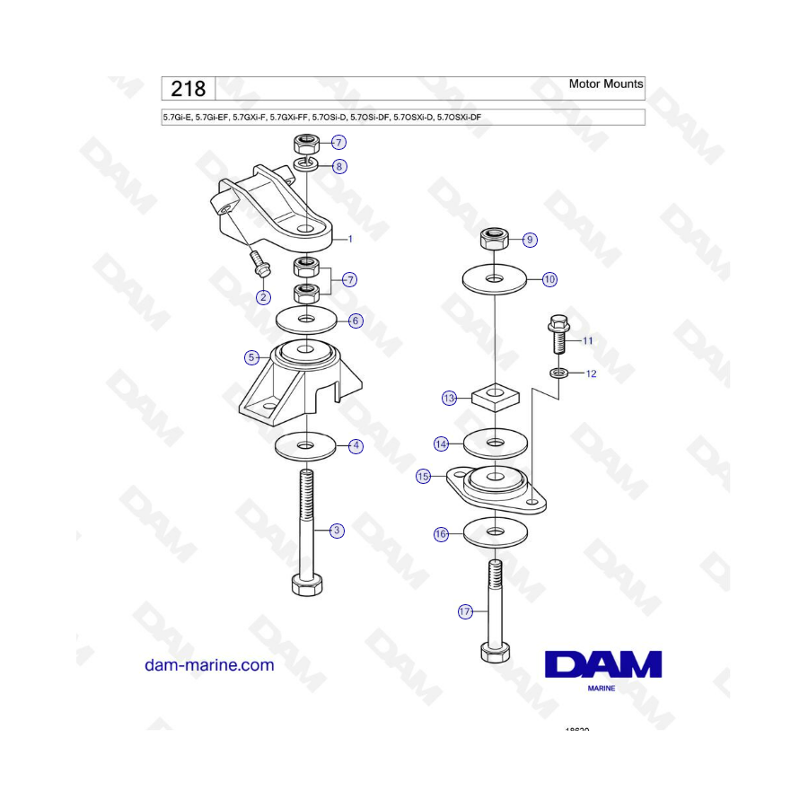 Volvo Penta 5.7L Gi-E / Gi-EF / GXi-F / GXi-FF - Motor mounts