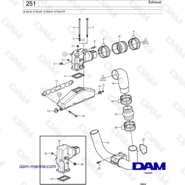 Volvo Penta 5.7L Gi-E / Gi-EF / GXi-F / GXi-FF - Exhaust