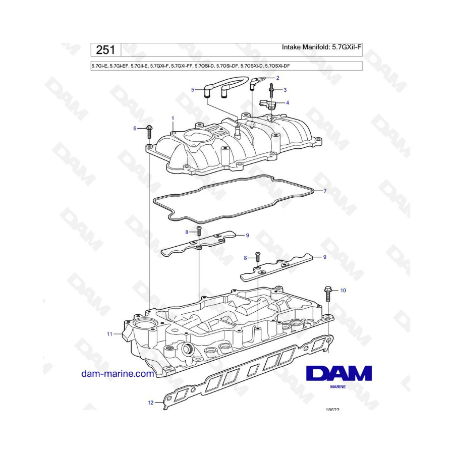 Volvo Penta 5.7L Gi-E / Gi-EF / GXi-F / GXi-FF - Intake manifold