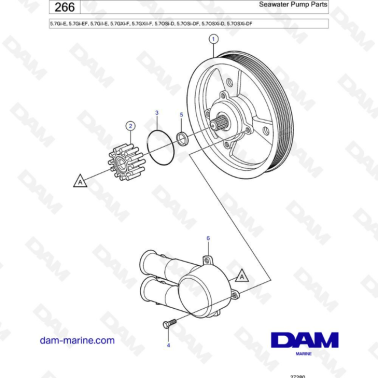 Volvo Penta 5.7L Gi-E / Gi-EF / GXi-F - Seawater pump parts