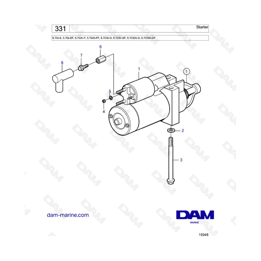 Volvo Penta 5.7L Gi-E / Gi-EF / GXi-F / GXi-FF - Starter