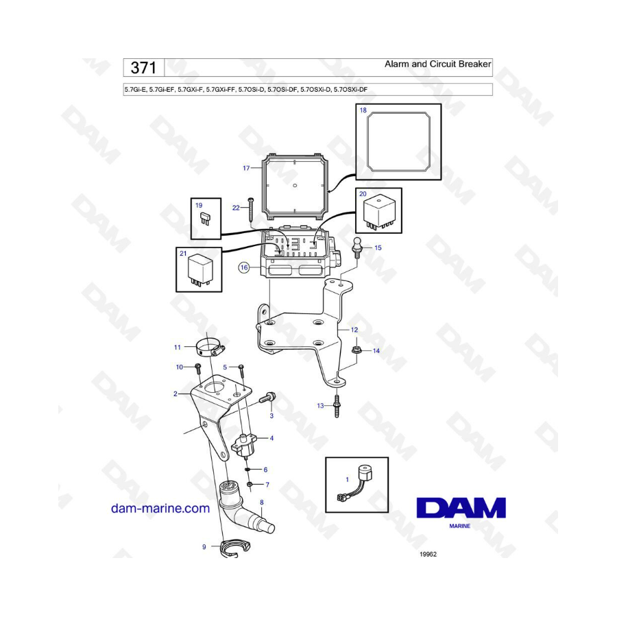 Volvo Penta 5.7L Gi-E / Gi-EF / GXi-F / GXi-FF - Alarm & circuit breaker