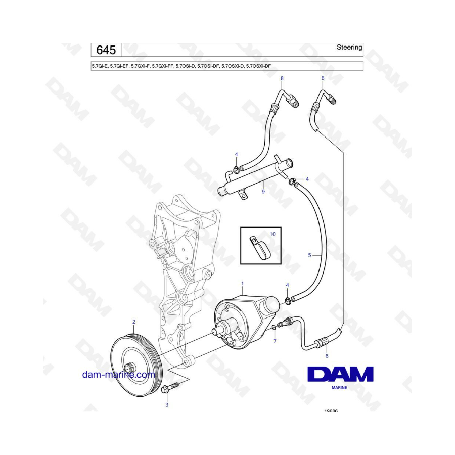 Volvo Penta 5.7L Gi-E / Gi-EF / GXI-F / GXi-FF - Dirección