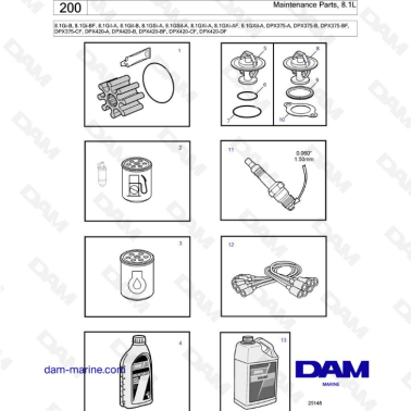 Volvo Penta 8.1L Gi-B / Gi-BF / GSi-A / GXi-A / GXi-AF - Maintenance parts 8.1L