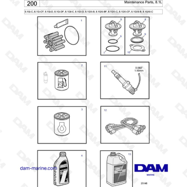 Volvo Penta 8.1L Gi-C / CF / D / DF / GXi-B / BF / C / CF - Maintenance parts 8.1L