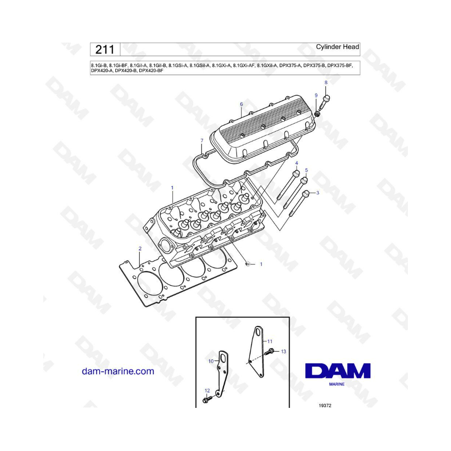 Volvo Penta 8.1L Gi-B / BF / GSi-A / GXi-A / AF - Cylinder head