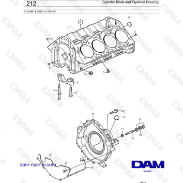 Volvo Penta 8.1L Gi-BF / GSI-A / GXI-AF - Cylinder block & flywheel housing