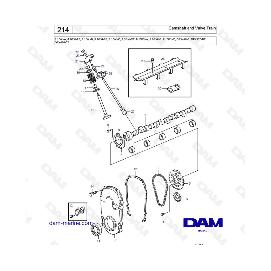 Volvo Penta 8.1L GXI-A / AF / B / BF / C / CF - Camshaft & valve train Volvo Penta 8.1L GXI-A / AF / B / BF / C / CF - Camshaft & valve train