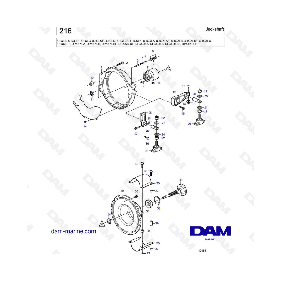 Volvo Penta 8.1L GI-B / BF / C / CF / D / DF / GSI-A / GXI-A(F) -B(F) -C(F) - Jackshaft