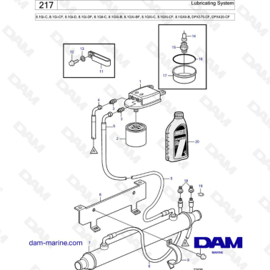 Volvo Penta 8.1L Gi-C / CF / D / DF / GXI-B / BF / C / CF - Lubricating system