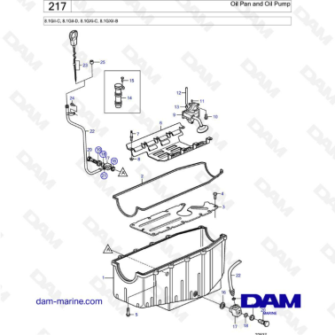 Volvo Penta 8.1L Gil-C / Gil-D / GXI-C / GXII-B - Oil pan & oil pump