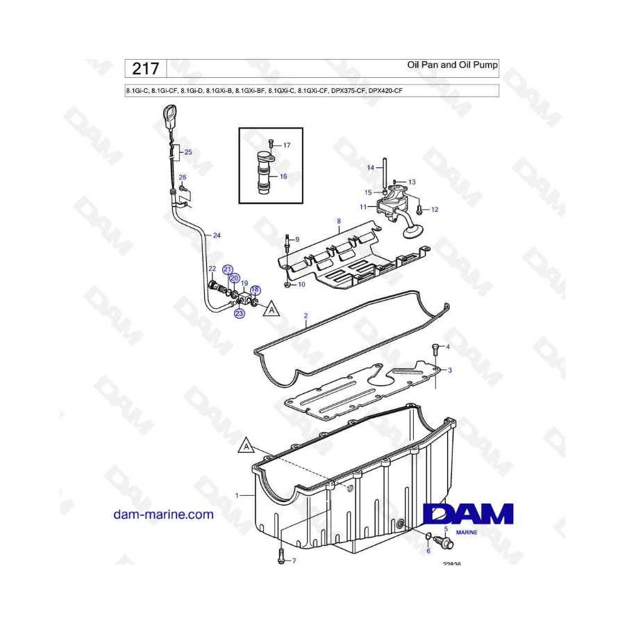 Volvo Penta 8.1L GI-C / CF / D / GXI-B / BF / C / CF - Oil pan & oil pump