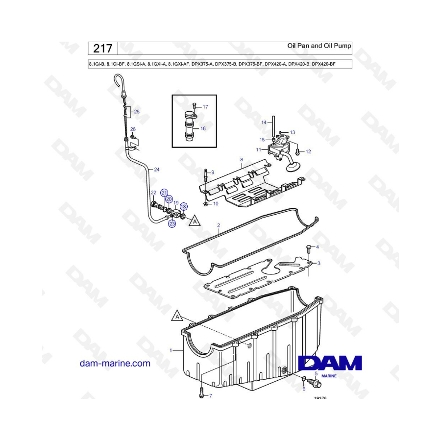 Volvo Penta 8.1L Gi-B / Gi-BF / GSI-A / GXI-A - Oil pan & oil pump 