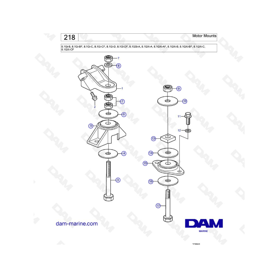 Volvo Penta 8.1L GI-B / GI-BF / GI-C / GI-CF / GI-D / GI-DF / GSI-A / GXI-A - Motor mounts
