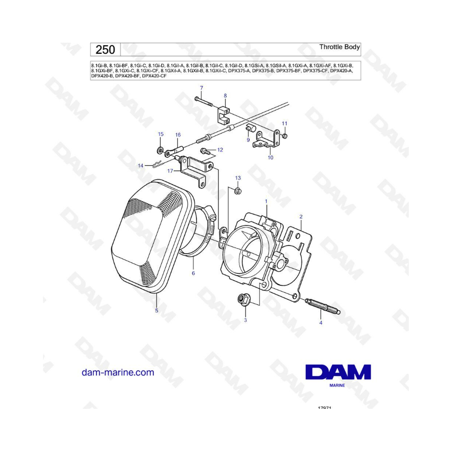 Volvo Penta 8.1 Gi-B -BF -C D / GSI-A / GXI-A -AF -B -BF -C -CF - Throttle body