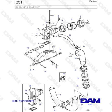 Volvo Penta 8.1L GI-B / GI-BF / GXi-A / GXI-AF - Exhaust