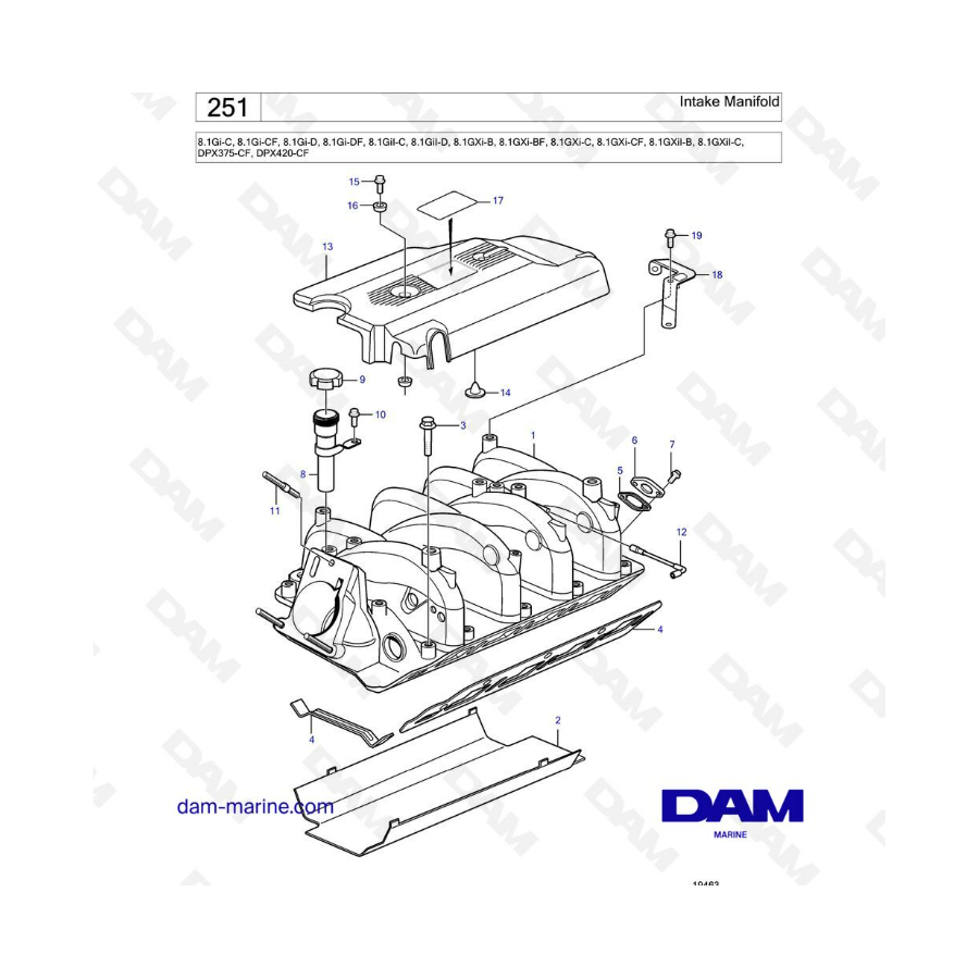Volvo Penta 8.1L Gi-C -CF -D -DF / GXI-B -BF -C -CF - Intake manifold Volvo Penta 8.1L Gi-C -CF -D -DF / GXI-B -BF -C -CF - Intake manifold