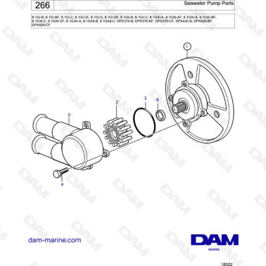 Volvo Penta 8.1L Gi-B -BF -C -CF -D -DF / GXI-A -AF -B -BF -C -CF - Seawater pump parts