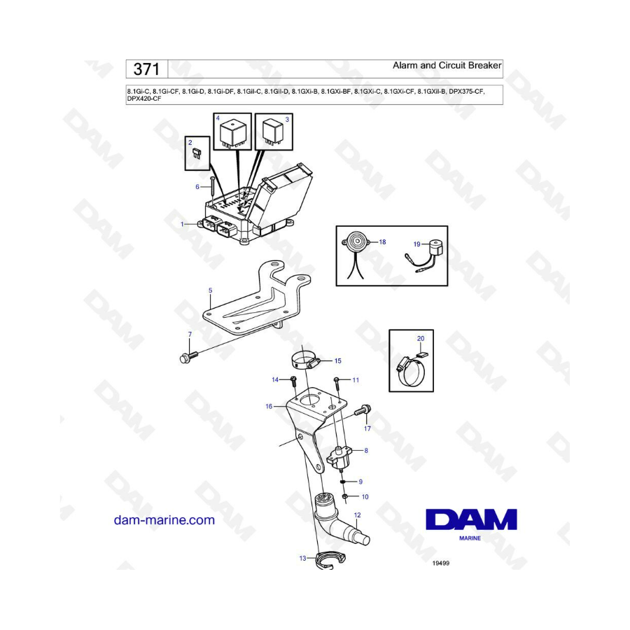 Volvo Penta 8.1L Gi-C / Gi-CF / Gi-D / Gi-DF - Alarm & circuit breaker