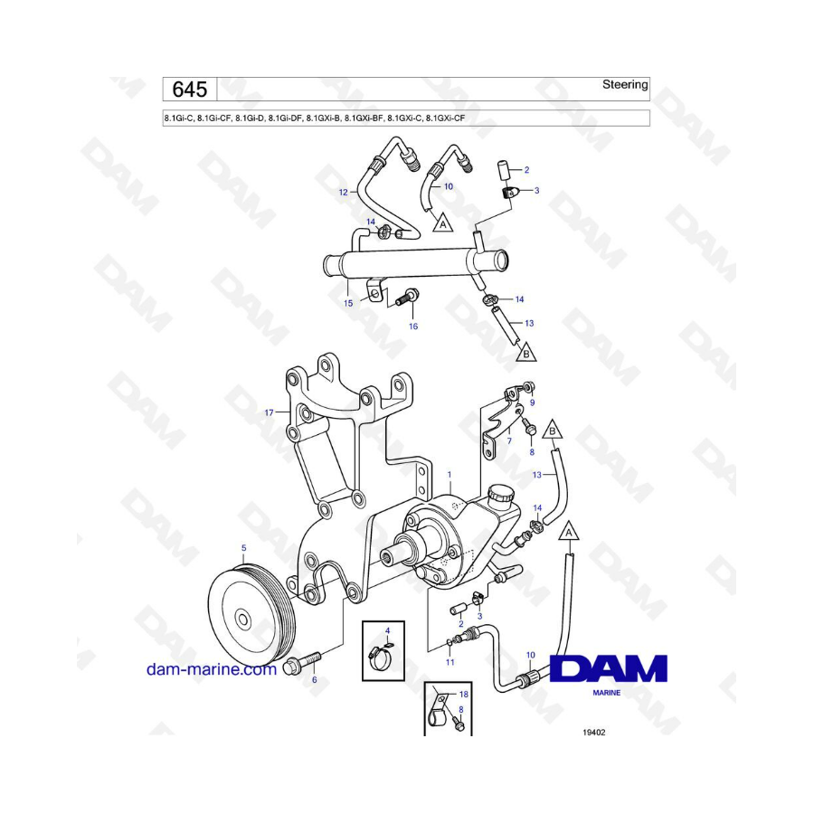Volvo Penta 8.1L Gi-C / Gi-CF / Gi-D / Gi-DF / GXI-B / GXi-BF / GXi-C / GXi-CF - Steering